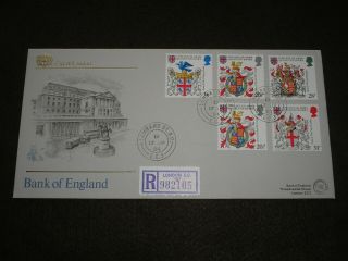 1984 Gb Stamp Heraldry Official Registered Fdc Bank Of England Lombard St Cancel
