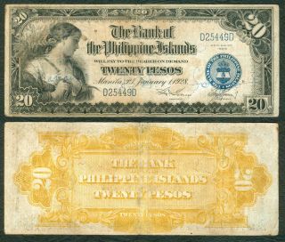 1928 Bpi 20 Pesos Bank Of The Philippine Islands,  Getting To Be Scarce Pick - 18
