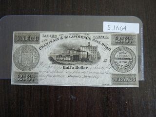 Canada Banknote 1837 Ecu 3 Francs Montreal Lower Canada Champlain Unc S1664