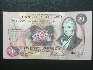 The Bank Of Scotland 1993 £20 Twenty Pounds Banknote Unc S/n Au149950