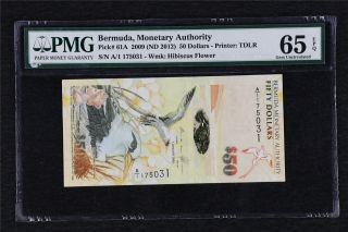 2009 Bermuda Monetary Authority 50 Dollars Pick 61a Pmg 65 Epq Gem Unc