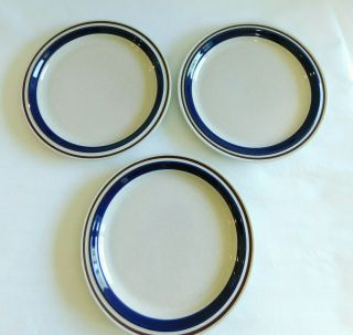 3 Yamaka Contemporary Chateau Dinner Plates Cobalt Blue & Brown Stripe 10 1/2 "