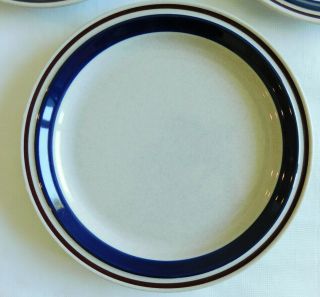 3 Yamaka Contemporary Chateau Dinner Plates Cobalt Blue & Brown Stripe 10 1/2 
