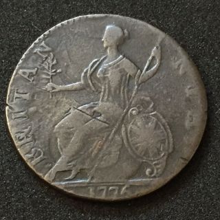 1775 Colonial Revolutionary War King George Iii Half Penny