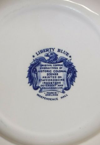Staffordshire Liberty Blue Dinner Plates Independence Hall Set of 5 3