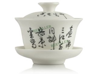 Hand Painted White Porcelain Gongfu Teacup 100ml 3.  36fl.  Oz