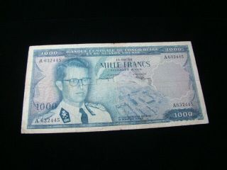 Belgian Congo 1958 1000 Francs Banknote F - Vf Pick 35