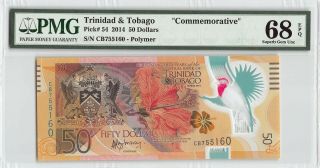Trinidad & Tobago 2014 P - 54 Pmg Gem Unc 68 Epq 50 Dollars “commemorative "