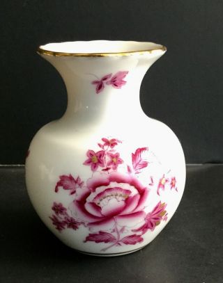 Herend Small Bud Vase Miniature Porcelain Hand Painted Raspberry Floral