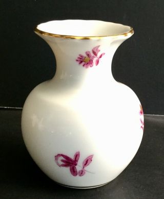 HEREND SMALL BUD VASE Miniature Porcelain Hand Painted Raspberry Floral 2