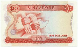 SINGAPORE - 10 Dollars ND (1967 - 73) P3d,  UNC (SNG002) 2