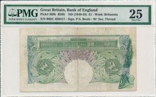Bank Of England Great Britain 1 Pound (1949 - 55) Offset Printing Error Pmg 25