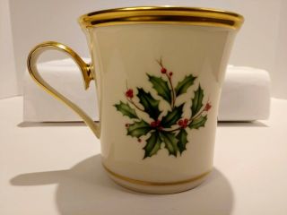 Lenox Holiday China Coffee Mug Cup Holly & Berries Berry Christmas Gold Trimmed