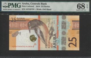 Tt Pk Unl 2019 Aruba Centrale Bank 25 Florins " Birds " Pmg 68 Epq Gem Unc