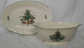 Nikko China Happy Holidays Pattern 2 - Piece Gravy Boat With Underplate