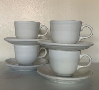 Fiestaware Teapot With 4 Cups & 4 Saucers In White Fiesta HLC Made In USA 3