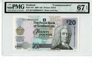 Scotland P 361 2002 20 Pounds Low Number 3947 Commemorative Pmg 67 Epq