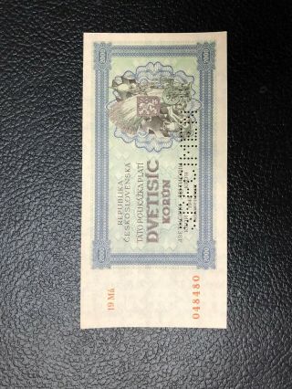 1945 Czechoslovakia 2000 Korun Specimen Banknote Extra Fine
