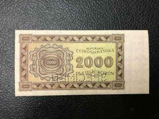 1945 Czechoslovakia 2000 Korun SPECIMEN Banknote extra fine 2