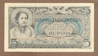 Indonesia: 5 Rupiah Banknote,  (unc),  P - 42,  1952,
