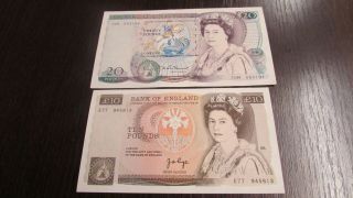 British - Great Britain 10 And 20 Old Pounds Xf - Aunc