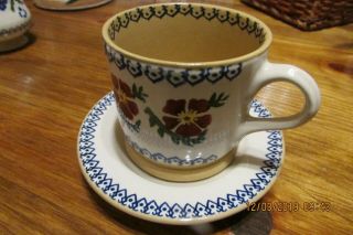 Irish Pottery Nicholas Mosse Cup And Saucer - Old Rose Pattern