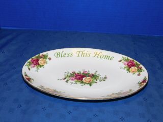 Royal Albert Old Country Roses Oval Platter Bless This House Gold Trim