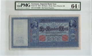 Germany,  Reichsbanknote 1910 P - 42 Pmg Choice Unc 64 Epq 100 Mark
