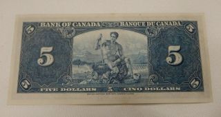 1937 Bank Of Canada $5 Five Dollar - AU / CU 2