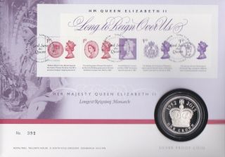 Gb Stamps First Day Cover 2015 Long Reign With Large Silver Proof Coin