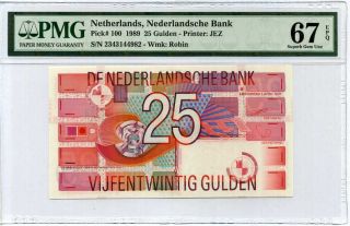 Netherlands 25 Gulden 1989 P 100 Gem Unc Pmg 67 Epq
