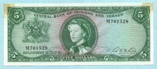 Trinidad & Tobago 5 Dollars L.  1964 P 27b Banknote Ef
