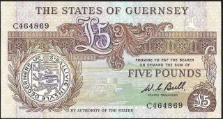 The States Of Guernsey 5 Pounds (1980 - 1989) P:49a Unc