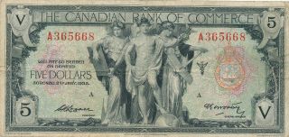 Canada Canadian Bank Of Commerce 5 Dollars 1935 A365668 - F