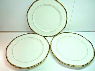 Noritake Gilded Age Pattern Set Of Three (3) Dinner Plates Black,  Gold Trim