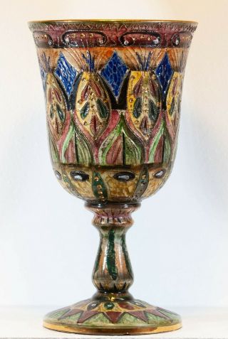 Vintage Hand Painted H.  Bequet Vase Quaregnon Belgium Flowers.  10 Inches Tall