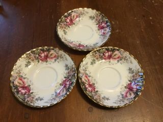 Royal Albert Autumn Roses Bone China Made In England 3 Saucers No Cups