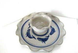 Stoneware Pottery Glassy Fish Chip And Dip Bowl One Piece
