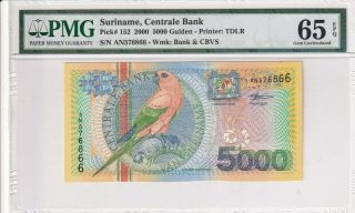2000 Suriname 5000 Gulden P - 152 Pmg 65 Epq Gem Unc