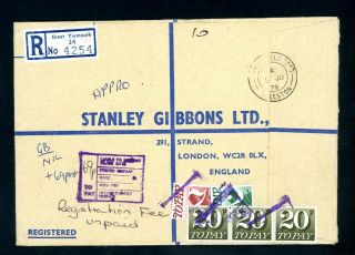 1978 Registered Cover With Postage Dues 69p To Pay (de539)