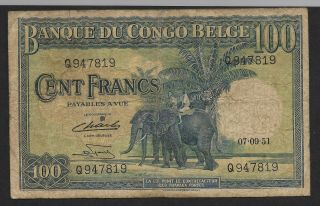 Belgian Congo 100 Francs 07 - 09 - 1951 P17