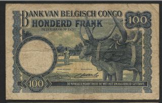 Belgian Congo 100 francs 07 - 09 - 1951 P17 2