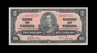 1937 Bank Of Canada Kgvi $2 Gordon & Towers " U/b " ( (aunc))