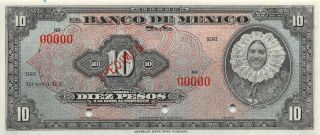 México 10 Pesos Nd.  1937 P 35s Specimen Uncirculated Banknote Mex5