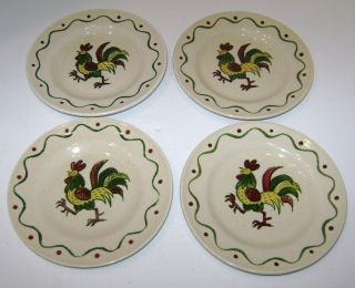4 Vintage Metlox California Provincial Poppytrail Rooster Fruit Bread Plates 6 "