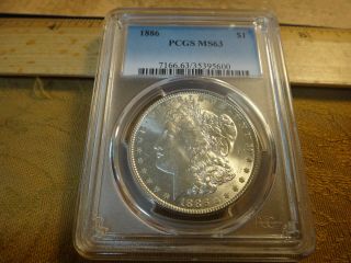 1886 United States Morgan Silver Dollar $1 Coin Graded Ms63 Pcgs
