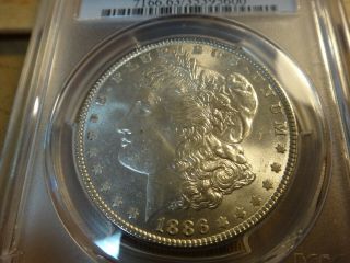 1886 United States Morgan Silver Dollar $1 Coin Graded MS63 PCGS 2