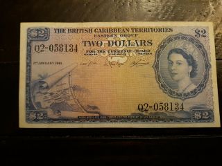 Au/unc - British Caribbean Territories - $2 - -,  1961 - Queen Elizabeth