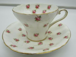 Royal Aynsley Bone China Pink Roses Tea Cup And Saucer Vintage