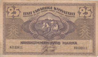 25 Marka Vg Banknote From Estonia 1919 Pick - 47